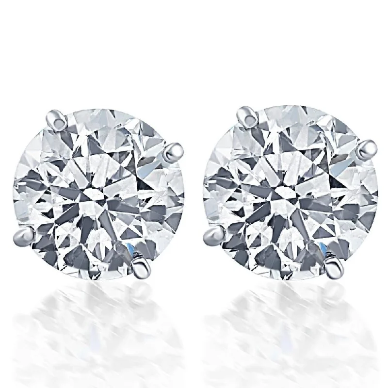 chiseled stud earrings-Screw Back 1 Ct T.W. Genuine Diamond Studs Available in 14k White or Yellow Gold