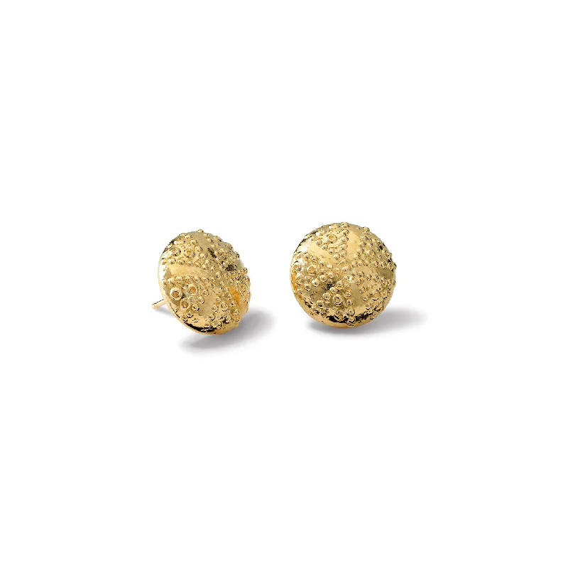 frond dangle earrings-Sea Urchin Earrings Yellow Gold