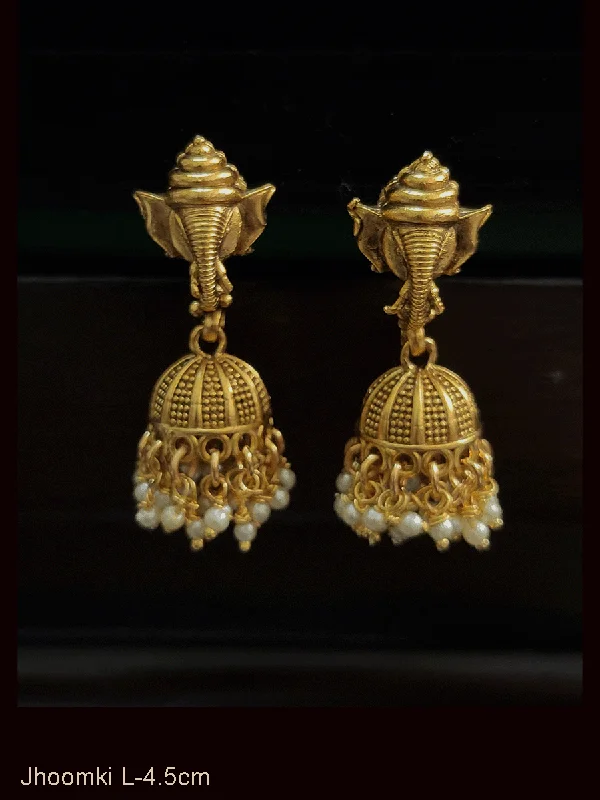 thin hoop earrings-Small ganpatiji face top jhoomki