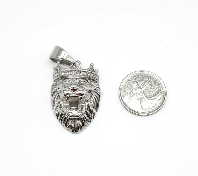 chunky silver earrings-SP-846, Lion head, silver color, 20mm width, 50mm high, 14mm thick