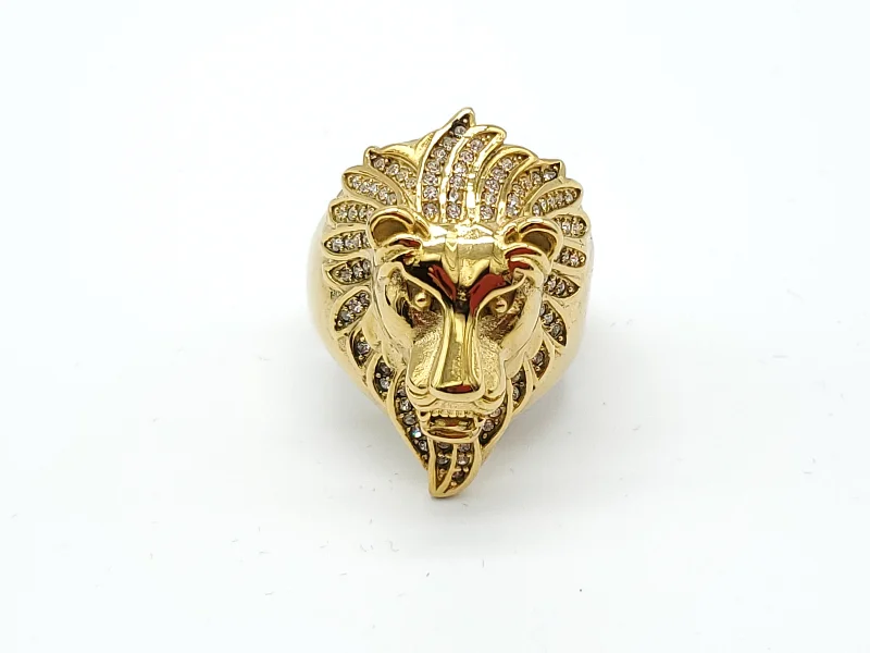 knotted gold earrings-SRM-243 lion head-25mm X 22mm Width, 15mm Thick