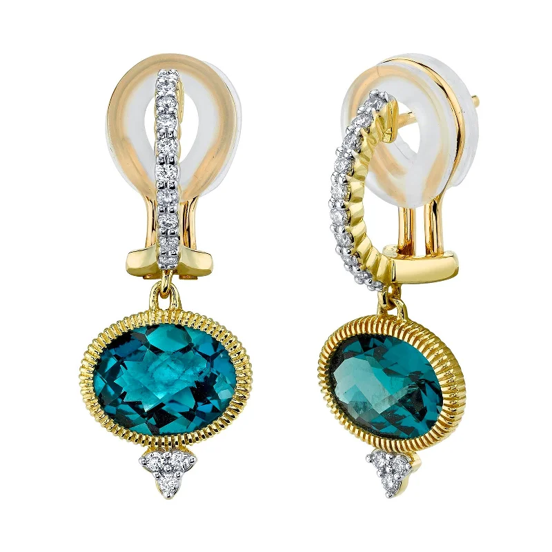 retro pearl drop earrings-London Blue Topaz and Diamond Earrings