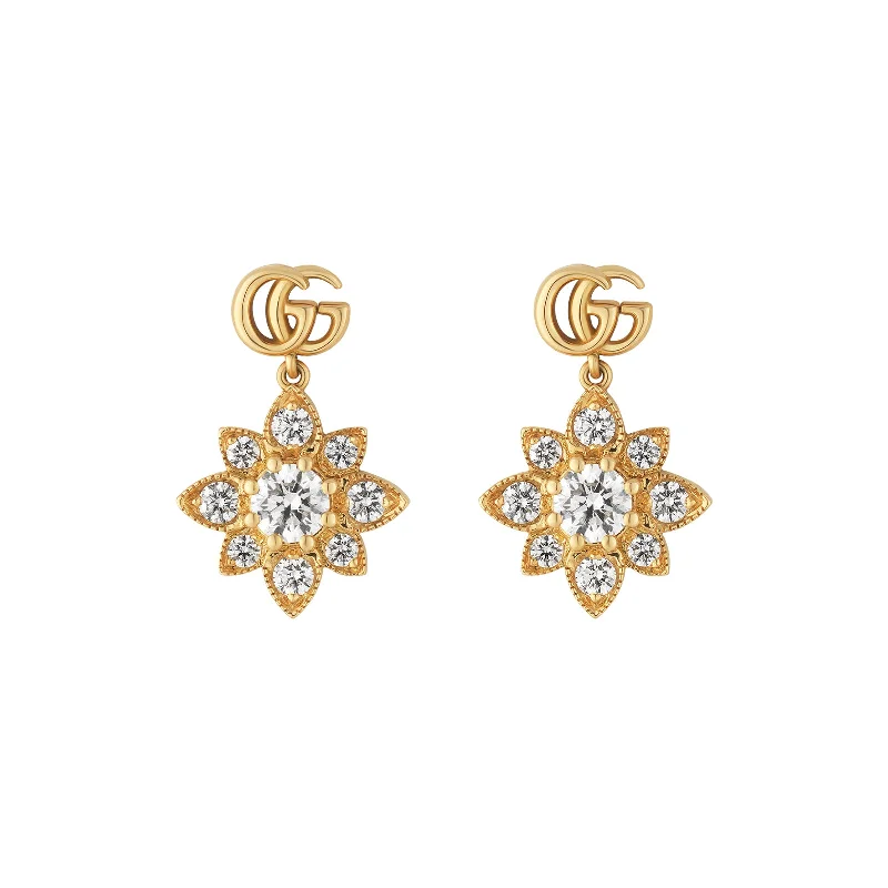 urban gold earrings-Flora Double G Earrings with Diamonds