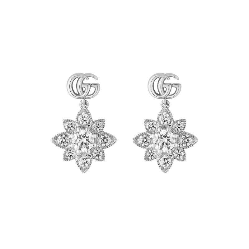 wanderlust chandelier earrings-Flora Double G Earrings with Diamonds